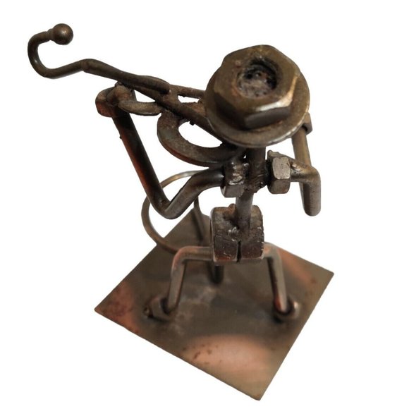 Violin Player Metal Nuts and Bolts Musician Figurine Candle Holder? 4x3.5x5" - Picture 3 of 12